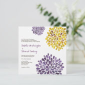 Wedding lila gelbe Dahlie-Blumen-Einladung Einladung (Stehend Vorderseite)