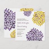 Wedding lila gelbe Dahlie-Blumen-Einladung Einladung (Vorne/Hinten)