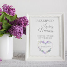 Wedding Loving Memory Reserved Seat Floral Heart