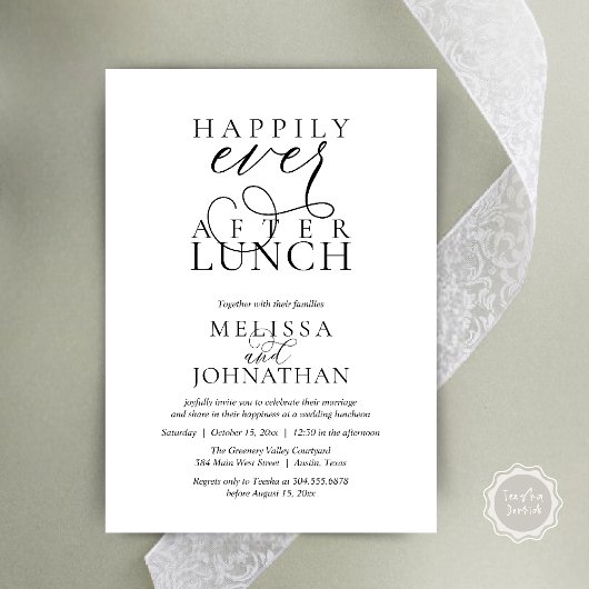 Wedding Lunch Invites, Elegant Happily Ever After Einladung