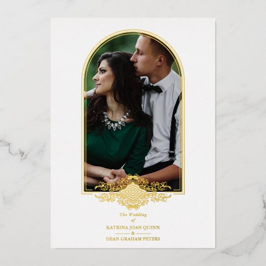 Wedding Luxury Golden Arch Effect Photo Folieneinladung (Vorderseite)