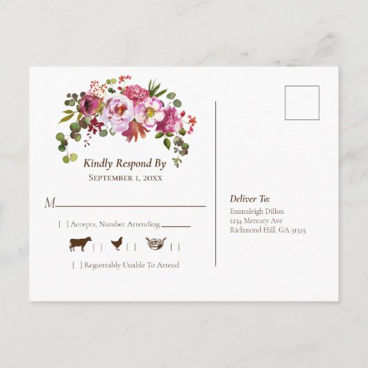 Wedding Magenta Pink Coral Floral UAWG Einladungspostkarte (Rückseite)