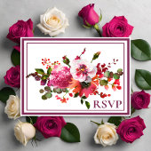 Wedding Magenta Pink Coral Floral UAWG Einladungspostkarte