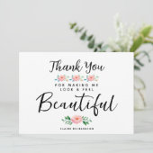 Wedding Makeup Artist Blumenkarte Danke Karte (Stehend Vorderseite)