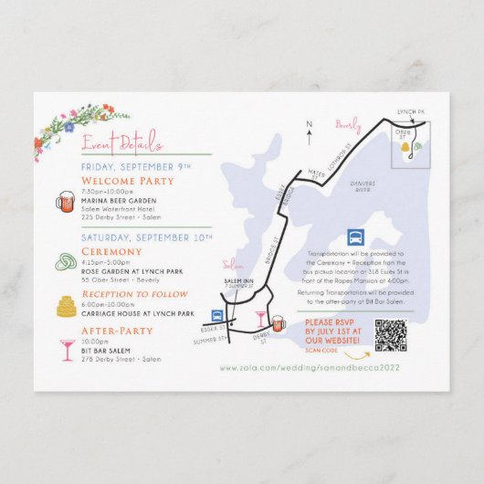 Wedding Map Enclosure Card - Custom Design Rebecca Begleitkarte (Vorderseite)