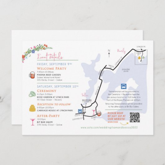 Wedding Map Enclosure Card - Custom Design Rebecca Begleitkarte (Vorne/Hinten)