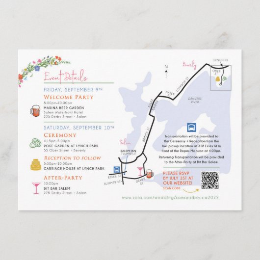 Wedding Map Enclosure Card - Custom Design Rebecca Begleitkarte (Vorderseite)