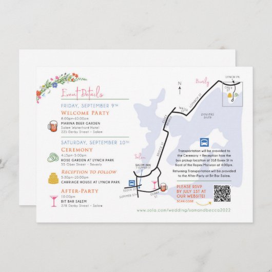 Wedding Map Enclosure Card - Custom Design Rebecca Begleitkarte (Vorne/Hinten)