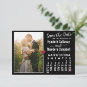 Wedding März 2024 Kalender Custom Foto Black Save The Date (Stehend Vorderseite)