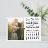 Wedding März 2024 Kalender Custom Foto White Save The Date (Stehend Vorderseite)
