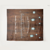 Wedding Mason Jar Lights Barn Wood Hintergrund Wandteppich (Vorderseite (Horizontal))