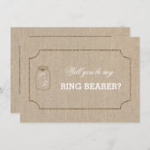 Wedding Mason Jar Linen Leinwand RING BEARER Einla Einladung (Vorne/Hinten)