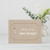 Wedding Mason Jar Linen Leinwand RING BEARER Einla Einladung (Stehend Vorderseite)