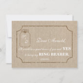 Wedding Mason Jar Linen Leinwand RING BEARER Einla Einladung (Rückseite)