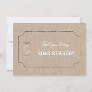 Wedding Mason Jar Linen Leinwand RING BEARER Einla Einladung
