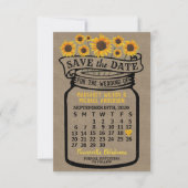 Wedding Mason Jar Sonnenblume September 2020 Monat Save The Date (Vorderseite)