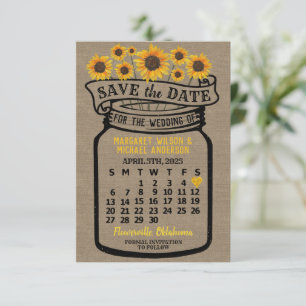 Wedding Mason Jar Sonnenblumen April 2025 Kalender Save The Date