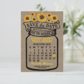 Wedding Mason Jar Sonnenblumen Juni 2020 Kalender Save The Date (Stehend Vorderseite)