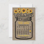 Wedding Mason Jar Sonnenblumen März 2023 Kalender Save The Date (Vorderseite)