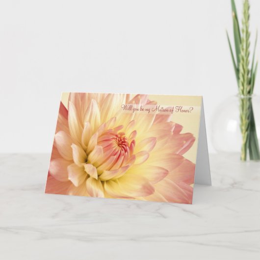 Wedding. Matrone der Ehrenkarte mit Dahlie Einladung (Vorderseite)