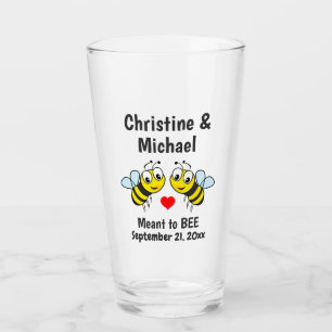 Wedding Meant to Bee Heart Cute Favor Beer Pint Glas