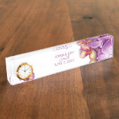 Wedding Memento Desk Namplate mit Uhr Namensplakette (Seite)