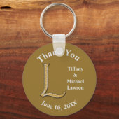 Wedding Memento Gold Silver Letter L Monogram Schlüsselanhänger (Vorderseite)