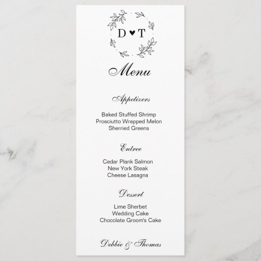 Wedding Menu Card Menükarte (Vorderseite)