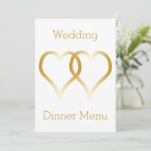 Wedding Menu Gold Hearts Menükarte (Stehend Vorderseite)