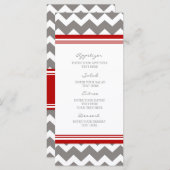 Wedding Menu Red Gray Zickzack Menükarte (Vorne/Hinten)