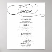 Wedding Menu Signieren Chic Black Script Poster (Vorne)