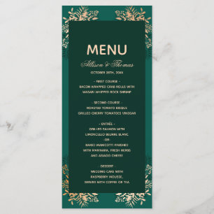 Wedding Menu Smaragdgoldene Kraut Menükarte