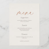 Wedding Menu with Real Gold Foil | Minimal Ivory Folieneinladung (Vorderseite)