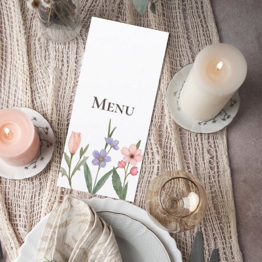 Wedding Menu with Soft Botanical Garden Design Menükarte