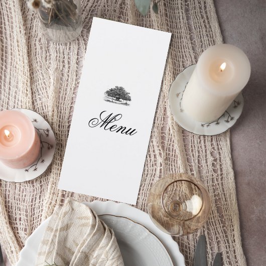 Wedding Menu with Tree Illustration Menükarte
