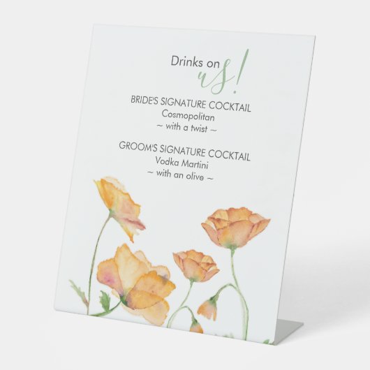 Wedding Menus Bar Whimsical Wildflowers Sockelschild (Vorderseite)