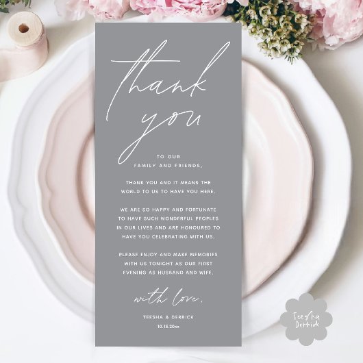 Wedding Minimalist Wedding Dinner Thank You Card Programm