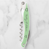 Wedding Mint Green New Hearts Personalisiert Kellnermesser (Vorderseite)