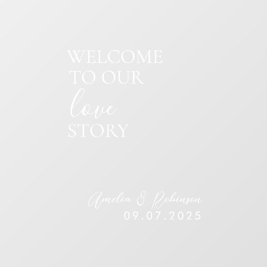 Wedding Mirror Decal - Willkommen in unserer Liebe Fensteraufkleber (Blatt)