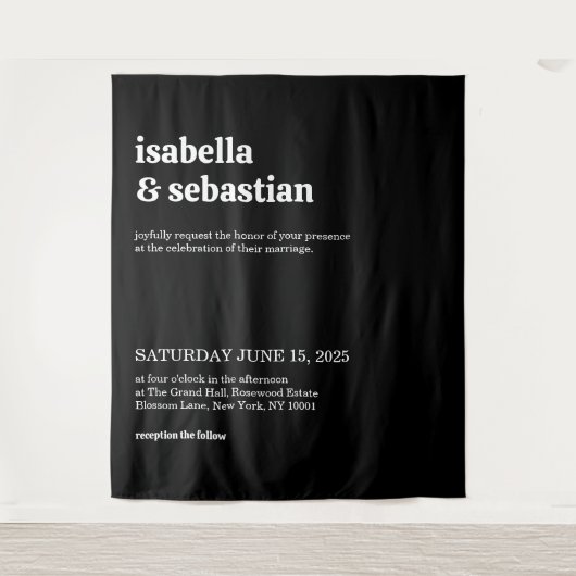 Wedding Modern Black Retro Font Wandteppich (Vorderseite)