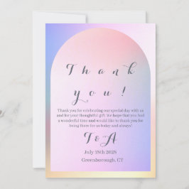 Wedding Modern Boho Arch Pink Ombre Dankeskarte
