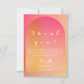 Wedding Modern Boho Arch Sunset Ombre Dankeskarte (Vorderseite)