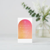 Wedding Modern Boho Arch Sunset Ombre Namensmenü Platzkarte (Stehend Vorderseite)