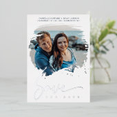 Wedding Modern Brushstroke Photo Engaged Couple Folieneinladung (Stehend vorne)
