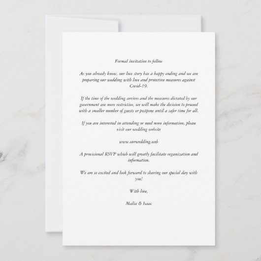 Wedding Modern Fancy Minimalist Photo Couple (Rückseite)