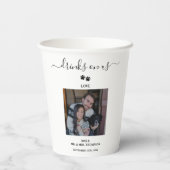 Wedding Modern Photo Couple Pet Dog Drinks on Us Pappbecher (Rückseite)