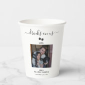 Wedding Modern Photo Couple Pet Dog Drinks on Us Pappbecher (Vorderseite)