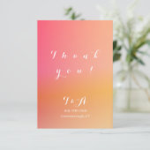 Wedding Modern Sunset Ombre Dankeskarte (Stehend Vorderseite)
