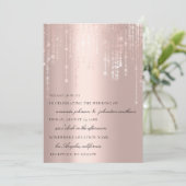 Wedding Monogram Blush Rose Strings Confetti Einladung (Stehend Vorderseite)