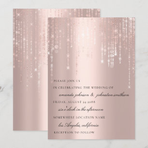 Wedding Monogram Blush Rose Strings Confetti Einladung